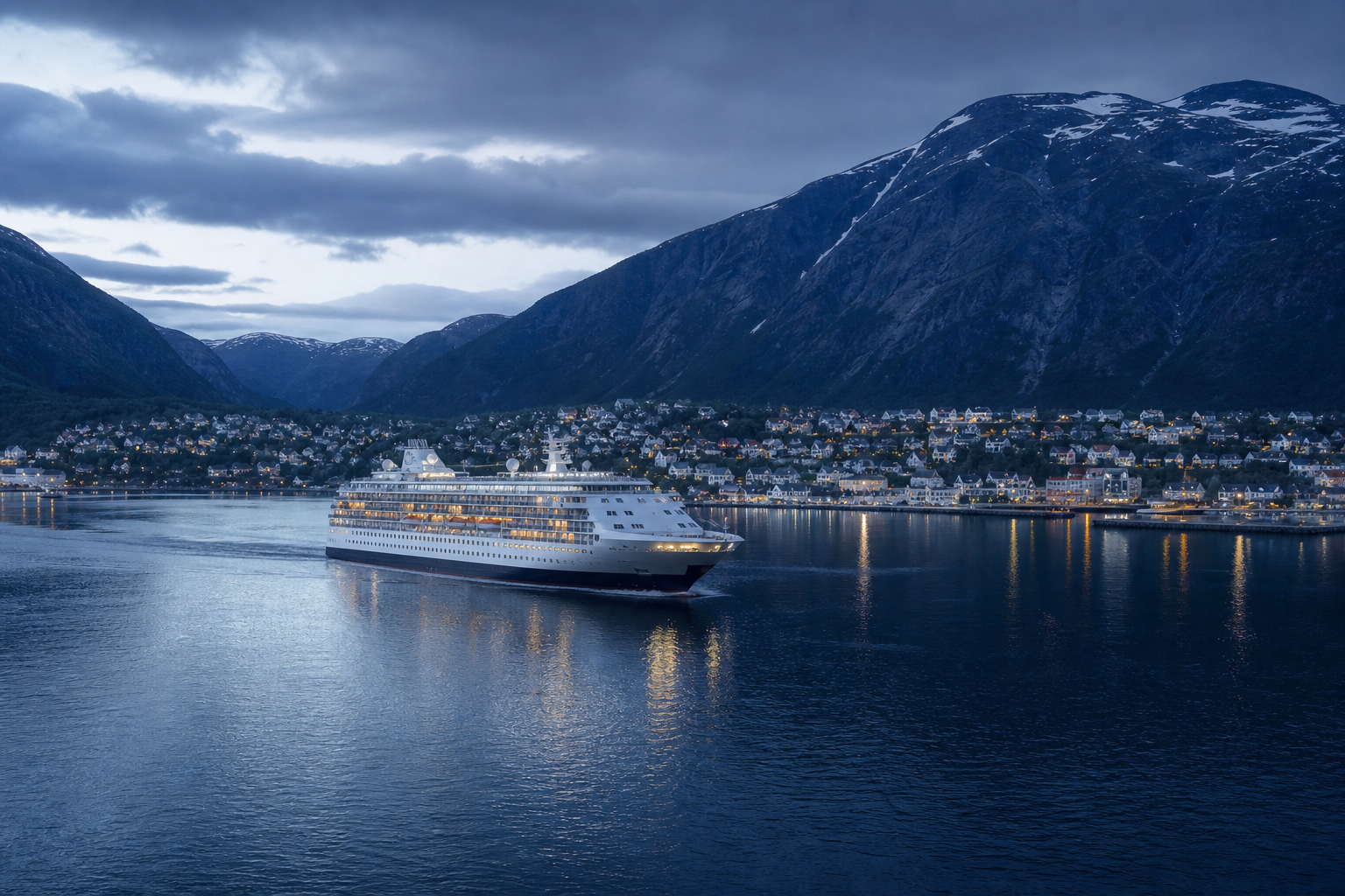 Cruise ship in a Northern Europe fjord